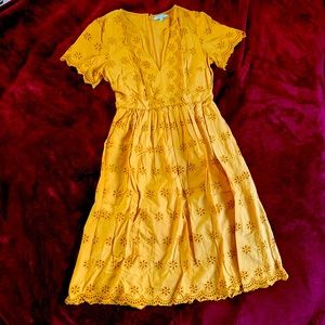 Madewell Yellow Eyelet Dress